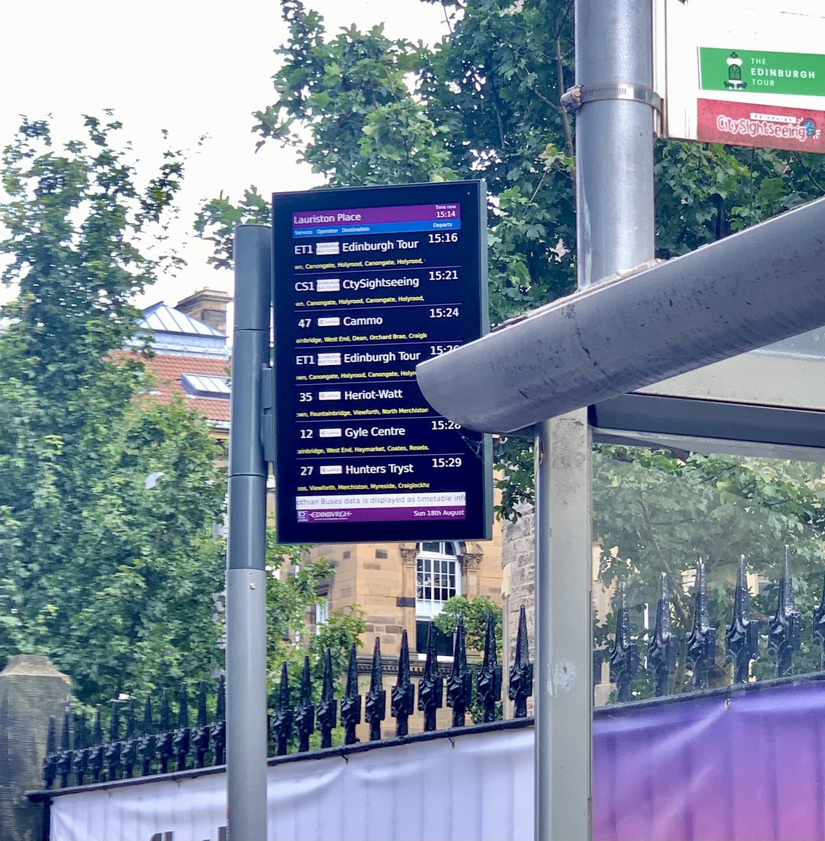 TomHalpin15's tweet photo. These information signs are just not good enough!! Buses detail dropping off before arrival causing so much confusion and unnecessary worries for travelling folk. What was the user requirement?  @on_lothianbuses @Edinburgh_CC https://t.co/OMVC7aoaZb