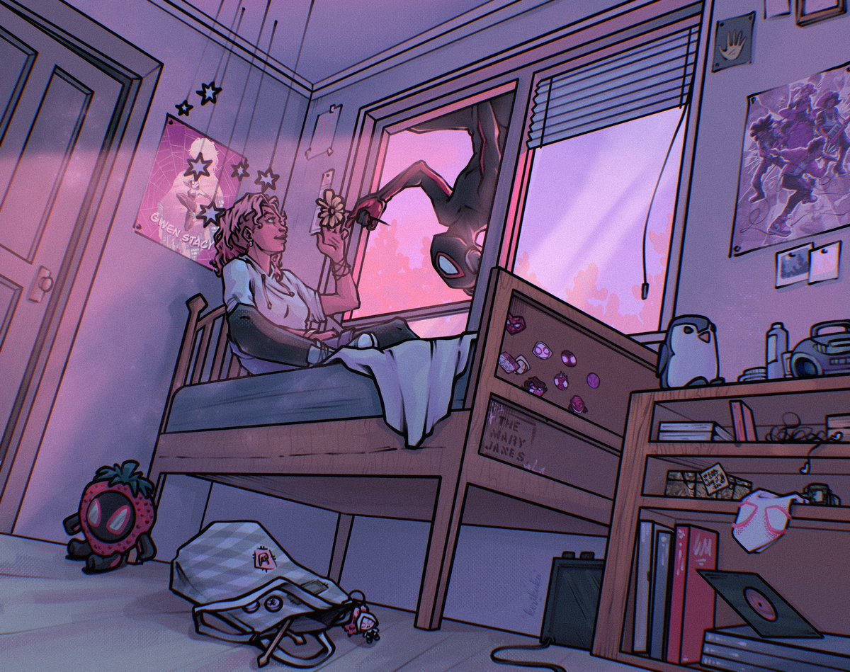 Friendly neighbour 🌼
#GwenStacy #MilesMorales #SpiderMan 
 #AcrossTheSpiderVerse #ComicArt