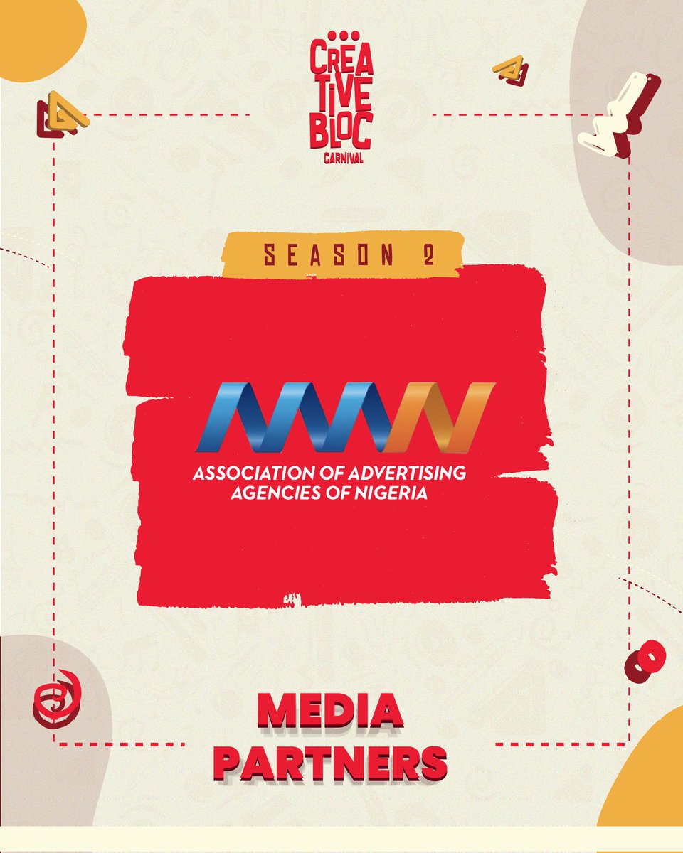 CreativesBloc's tweet photo. CreativesBlocCarnival X Advertising Association of Nigeria 

We are more than pleased to announce @aaanofficial as our Official Media Partner.

Venue: Muri Okunola park
Date: October 5th 

Get your tickets now. Link in bio

#Creativebloc #Creativebloccarnival #creativefestivals https://t.co/7ctCEC4XKp