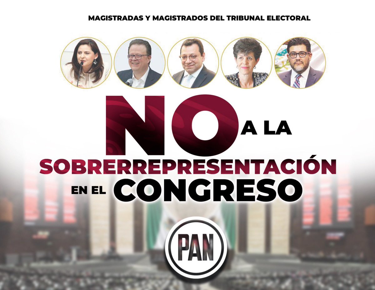 La sobrerrepresentación no es la voluntad del pueblo, ni está en la ley el querer apoderarse de manera tramposa de espacios que no se ganaron en las urnas.

El exhorto de <a href="/AccionNacional/">Acción Nacional</a> al árbitro y juzgadores electorales, es a asumir su responsabilidad de cuidar la