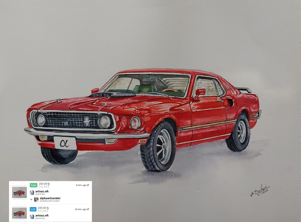 Artnaz_eth's tweet image. 🔴 SOLD OUT 🔴
Red 1969 Mustang Ford 

I am so grateful to see that amazing collectors trust my art and order me their favorite car to paint 🥰

Big shout out to dear @alphaartcurator for trusting me and my art ❤️ it is my honor to see this car in your collection ❤️