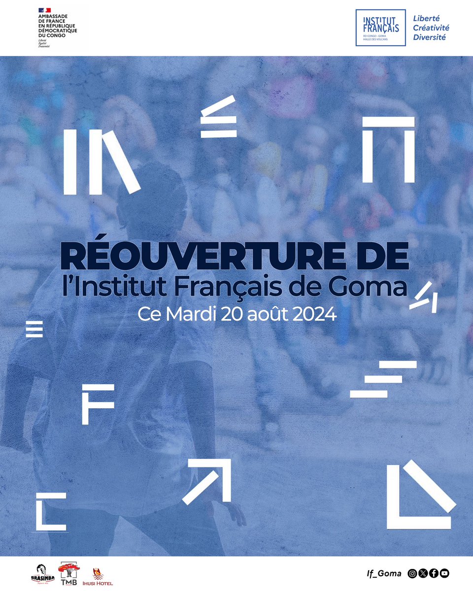 Réouverture de l’Institut Français de Goma ce Mardi 20 août ! 🎉 Venez célébrer la culture, l’art et l’échange

Un programme enrichissant vous attend. Karibu ! 🤗