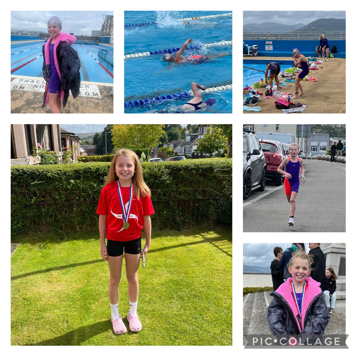 ozziburd's tweet photo. Before, during and after Sophies’s first Aquathlon. So proud of the wee superstar! 🏊🏻‍♀️🏅@StMarysPS14 https://t.co/cY2J86cKrd