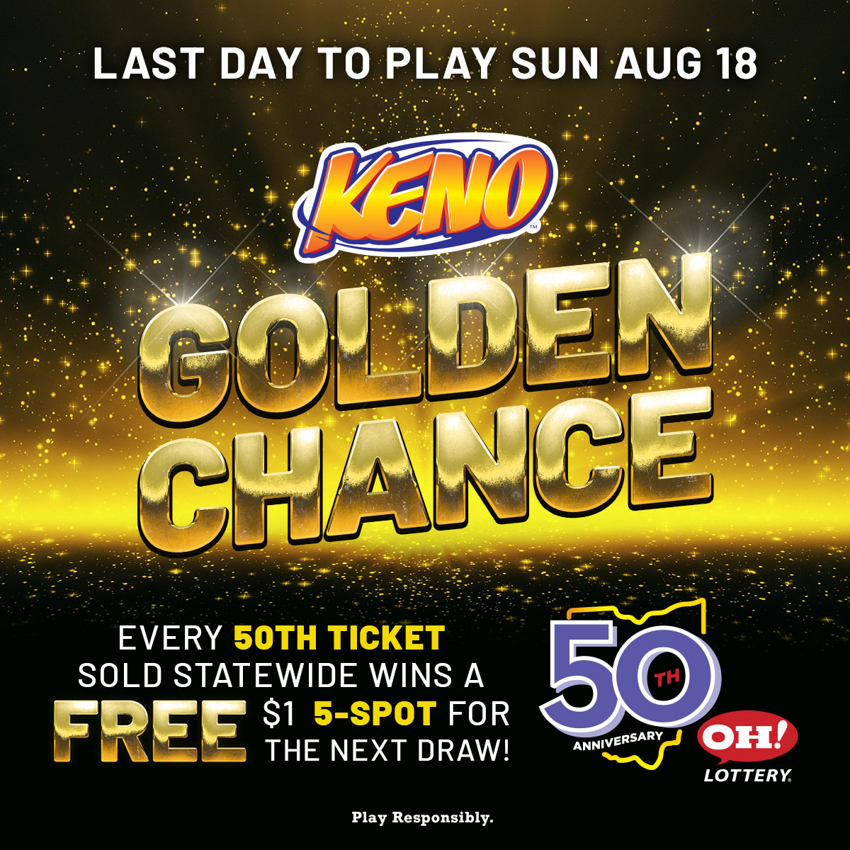 OHLottery's tweet photo. Don't miss this Golden Chance to play KENO!
#FunYourWay https://t.co/ezWbcidblr