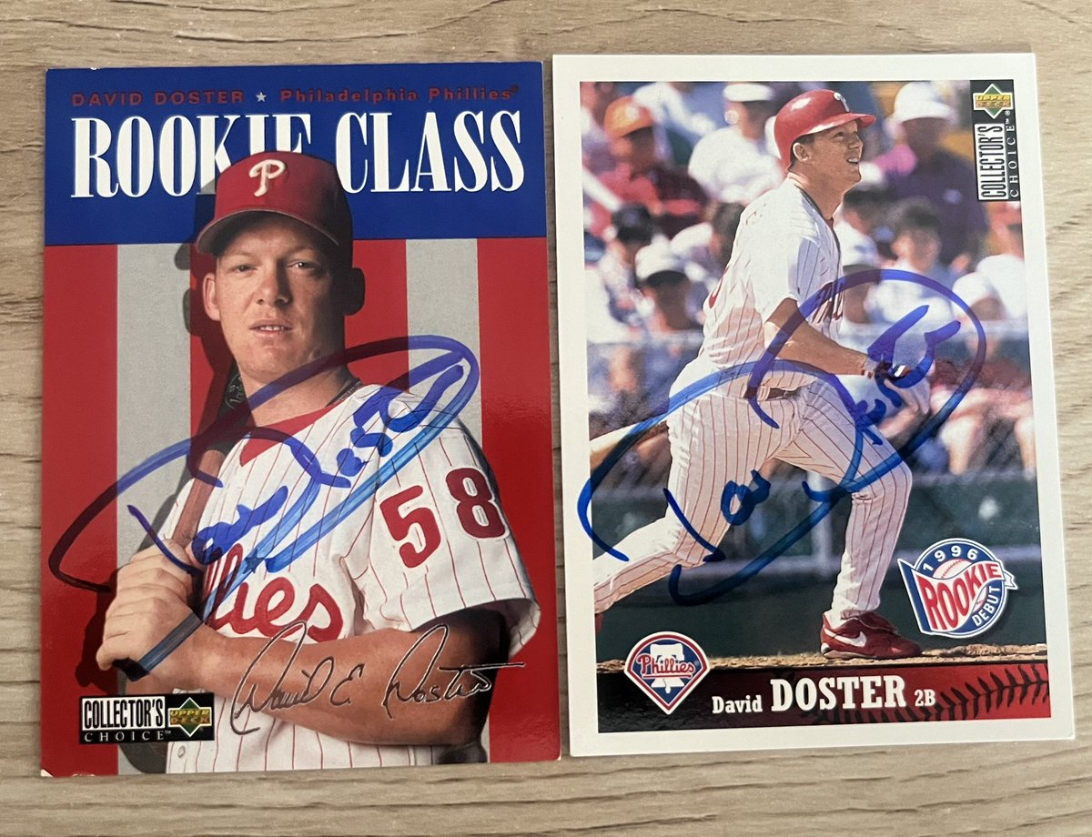 mjs80377's tweet photo. Thanks to former @Phillies 2B David Doster for Signing my @UpperDeckSports Cards #UpperDeck #RookieClass #Autographs #BaseballCards #Hobby #Collect #TTM #TTMSuccess #TTMAutographs #RingTheBell https://t.co/KtFFPsIUqQ