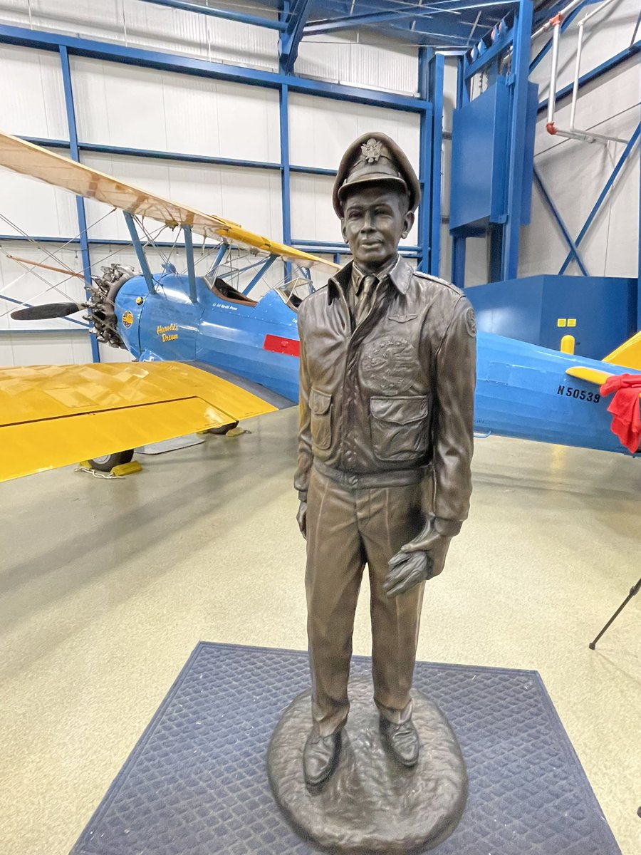 Good to be back at Liberty Aviation Museum to unveil a new statue to honor the life and legacy of Tuskegee Airman Dr. Harold Brown of Port Clinton, Ohio. Harold served during WWII as a P-51C fighter pilot, was shot down in the European Theatre and became a prisoner of war.