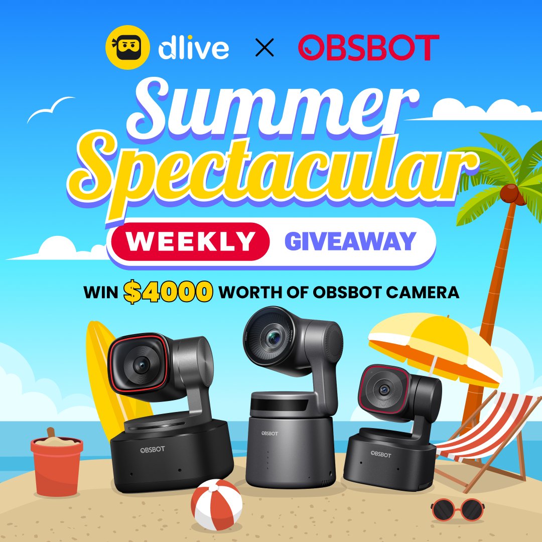 OfficialDLive's tweet image. 🏝️ DLive x OBSBOT Summer Spectacular Giveaway! 🌴

💥 Happy Sunday, you know it's that time again!! 💥

Welcome to WEEK 3 of our Weekly Giveaway!

All throughout August, we are giving away $4,000 worth of amazing cameras from our friends at @OBSBOT_Official!

👉🏽 You could win: 👈🏽…
