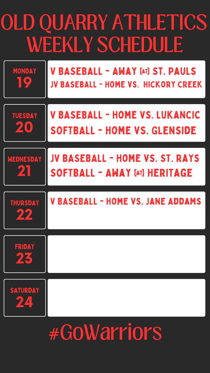 AD_OQWarriors's tweet photo. Come see our sports teams in action this week!! #GoWarriors #sd113a https://t.co/tft7SkT8v9