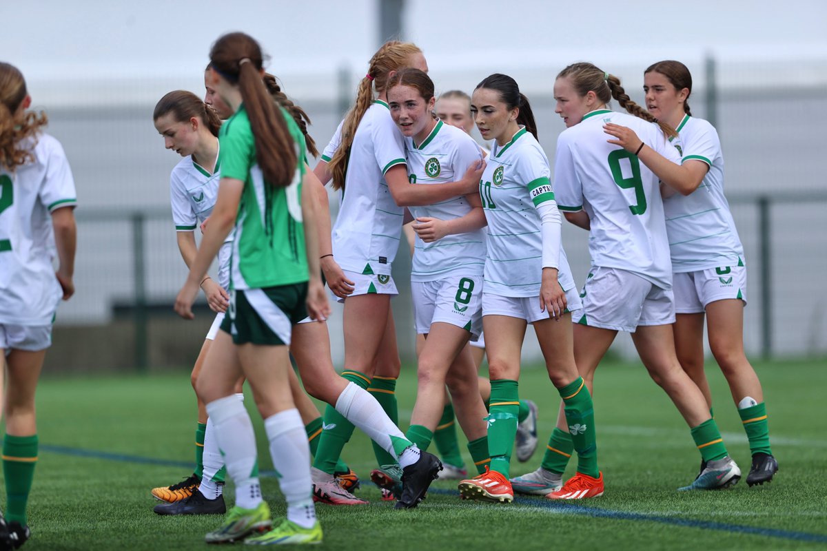 IrelandFootball's tweet photo. FULL-TIME | Northern Ireland 1-3 Rep of Ireland

Goals from Sarah McCaffrey, Ava Mullins &amp; Leah McGrath seal the win for #IRLWU17 👌

Report 👉 https://t.co/ncAXJ0bRN1

#COYGIG https://t.co/4or760OV82