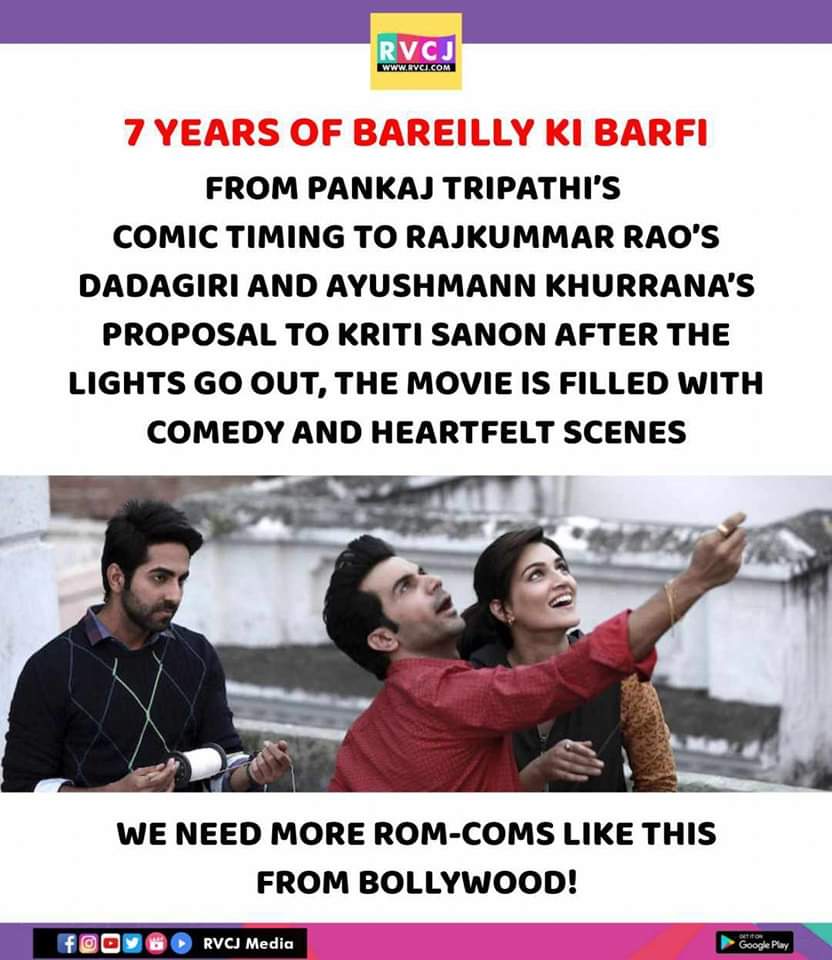 rvcjmovies's tweet photo. 7 years of Bareilly Ki Barfi
@ayushmannk
@RajkummarRao
@kritisanon
#bareillykibarfi #ayushmannkhurrana #rajkumarrao #kritisanon https://t.co/Lnaahb5es1