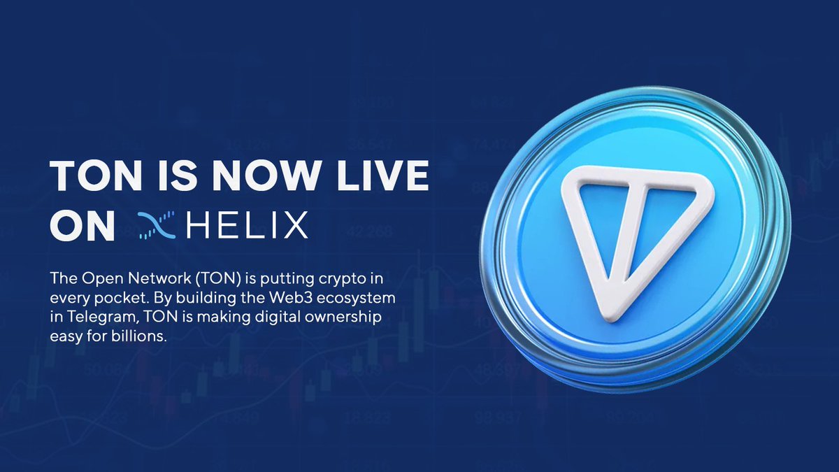 $TON is now available for trading on <a href="/HelixApp_/">Account moved to @HelixMarkets</a>, a leading DEX developed on <a href="/injective/">Injective 🥷</a>.

Start Trade: helixapp.com

$INJ #Injective