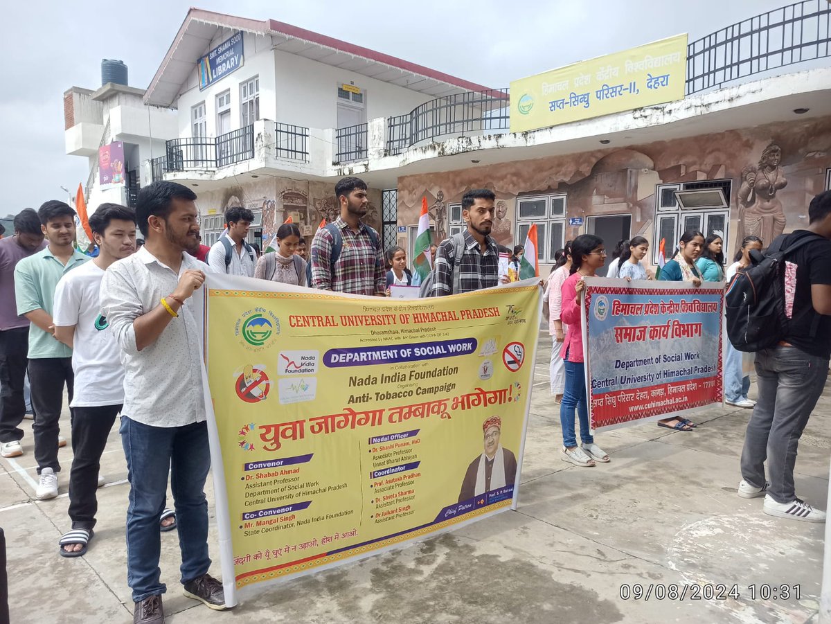 NadaNetwork's tweet photo. Exciting developments at Dehra Healthy Campus! 40 Voluunteers and social work students from the Central University of Himachal Pradesh have been collaborating with Nada India Foundation for over 3 years, enhancing #socialworkpractice. #SchoolSocialWork #Youth4TobaccoFree # https://t.co/t36OamprHA