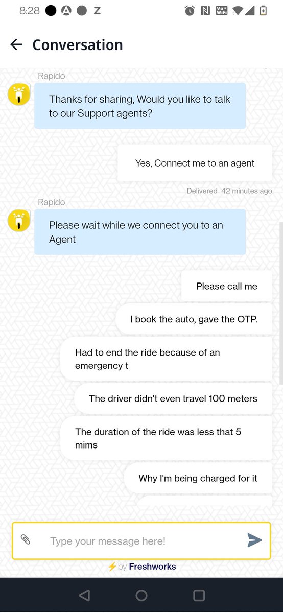 biryaniyoda's tweet photo. @rapidobikeapp I've been unfairly charged for a ride. And since RAPIDO SUPPORT doesn't exist. Have to post it here @RapidoCares https://t.co/vNmgRwxUxI