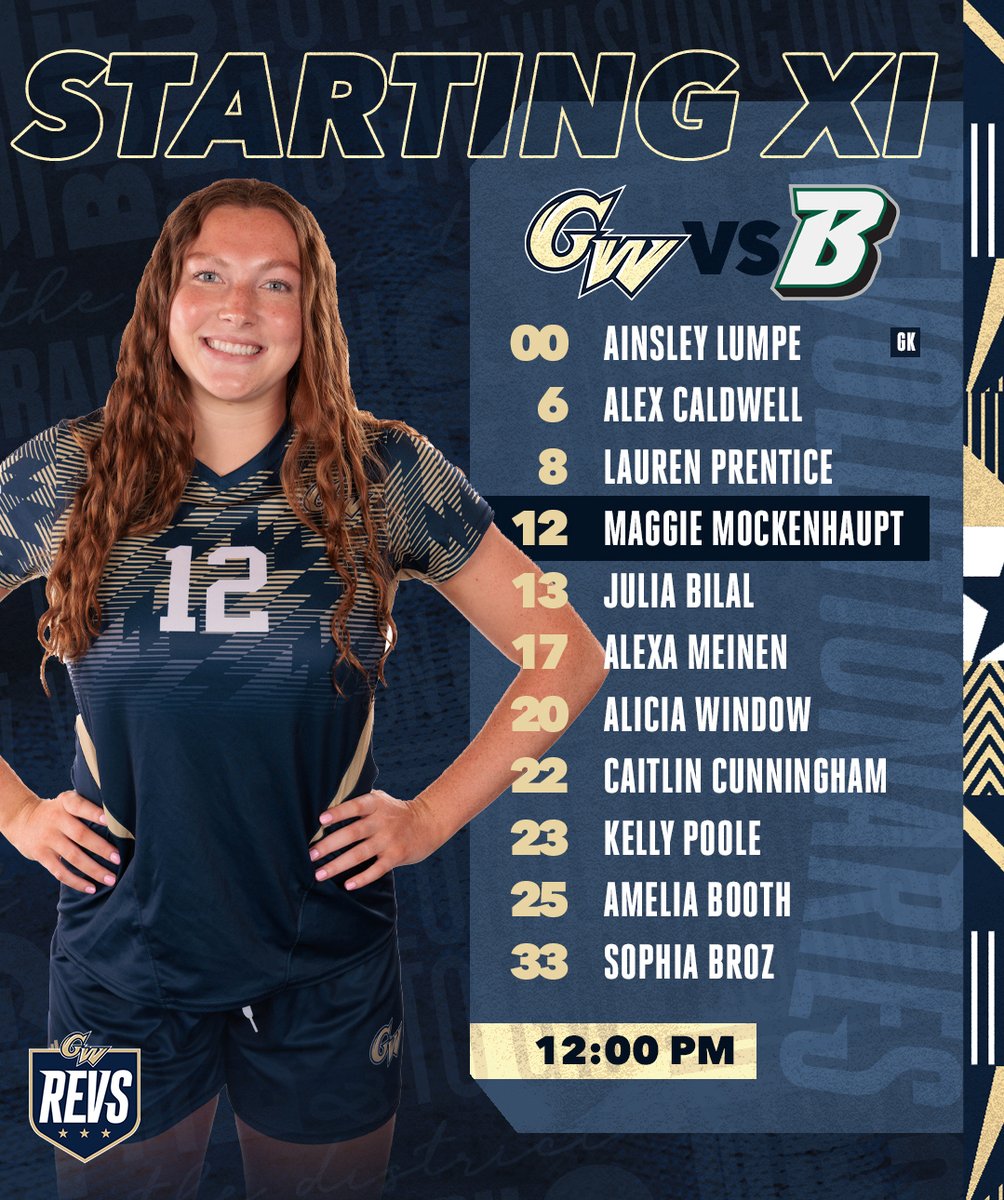 GWWomensSoccer's tweet photo. Our 𝐒𝐭𝐚𝐫𝐭𝐢𝐧𝐠 𝐗𝐈 today vs. Binghamton‼️

📊 https://t.co/UpYzRaboPb
📺 https://t.co/xwonMTSJmn
#RaiseHigh | #A10WSOC https://t.co/ttorNTID8r