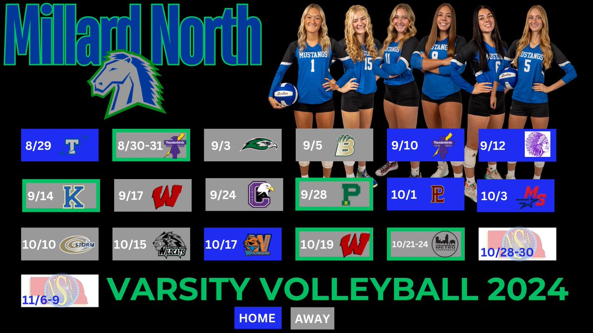 Mark your calendars🗓️

Excited for a great year of Mustang volleyball! 💙🏐💚🐎