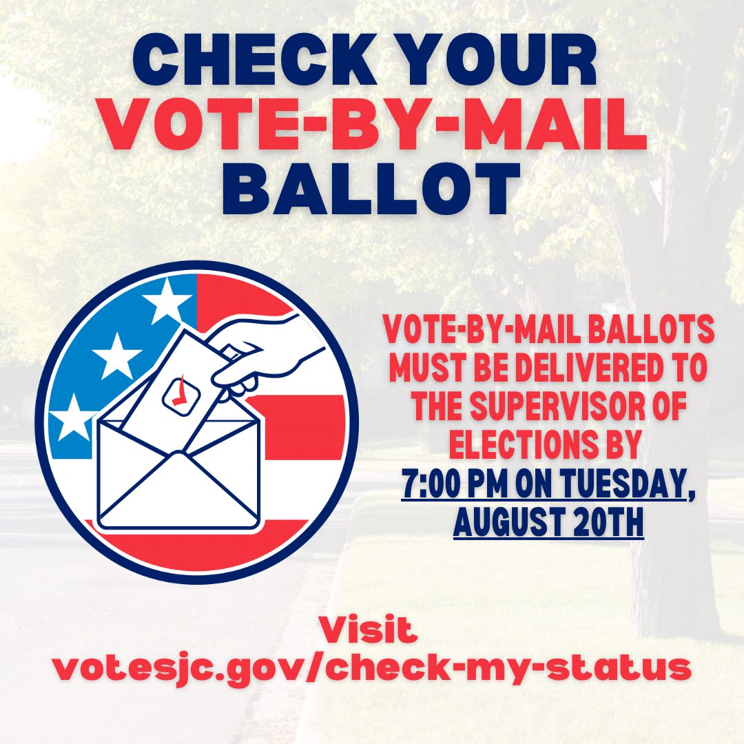 NickPrimrose's tweet photo. ‼️VOTE-BY-MAIL BALLOT ALERT‼️ 

According to a recent report, St. Johns County has the highest rate of vote-by-mail ballots being rejected for signature issues at over 7%! If you voted by mail, check to see if your ballot has been counted by visiting https://t.co/Iu5KIdYkfn. 

You have until Tuesday at 7:00 pm to ensure you vote-by-mail ballot is delivered to the Supervisor of Elections. You can either hand-deliver to the Supervisor’s office or bring with you on Election Day and follow instructions from the staff.