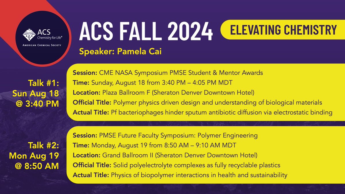 Hello chemistry friends!

I’ll be presenting my PhD and postdoc work at #ACSFall2024 today and tomorrow. Come tune in!