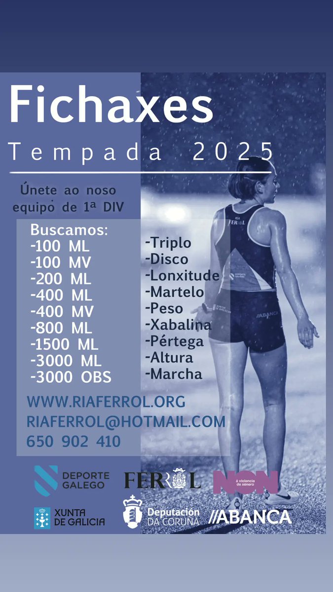 Tablon de fichaxes para a tempada 2024-2025  Equipo de 1 División Feminina