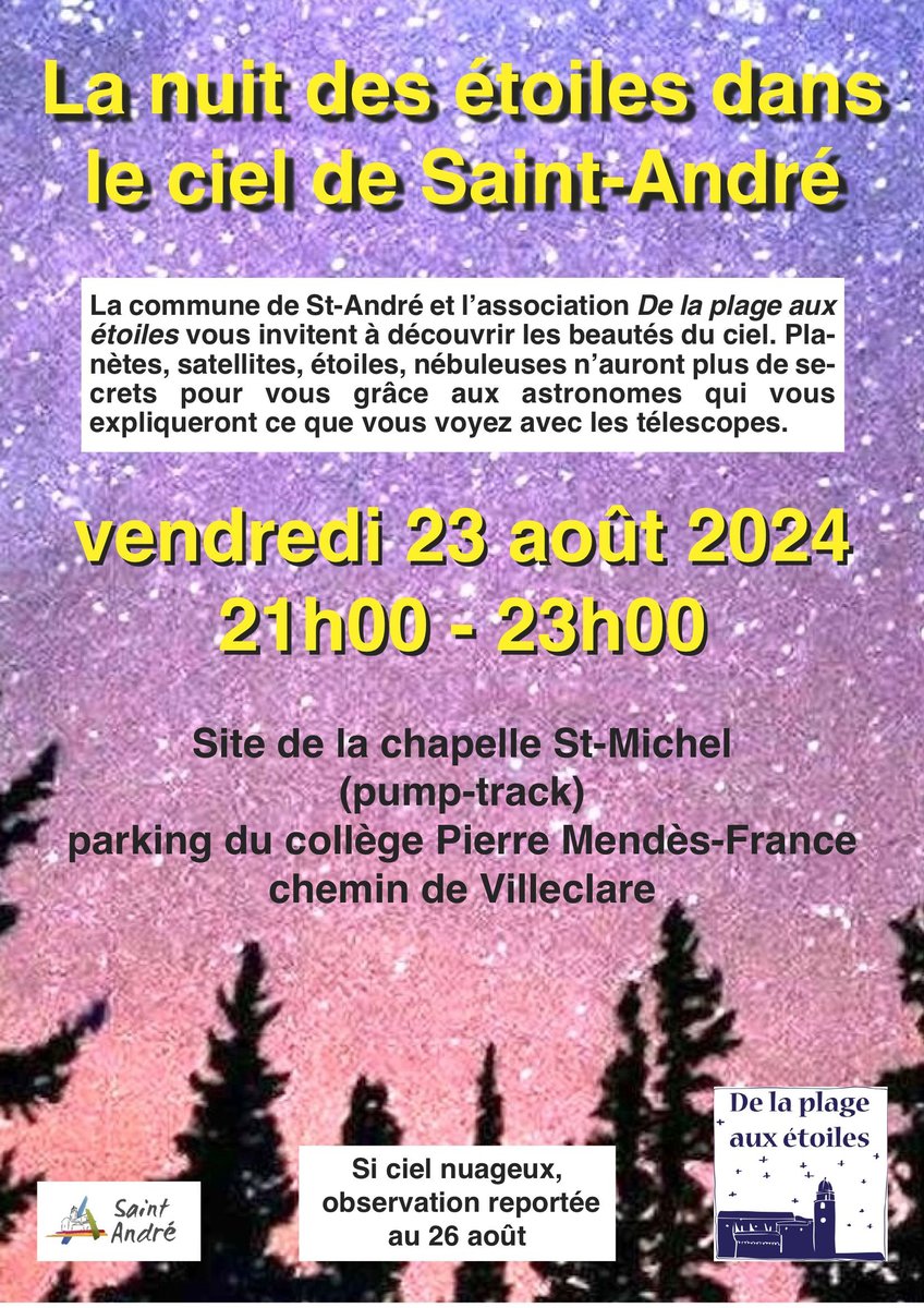 AstroCollioure's tweet photo. Le 23 août, l'équipe du Festival sera à Saint-André pour vous proposer des observations nocturnes. https://t.co/R0Jje6GteJ