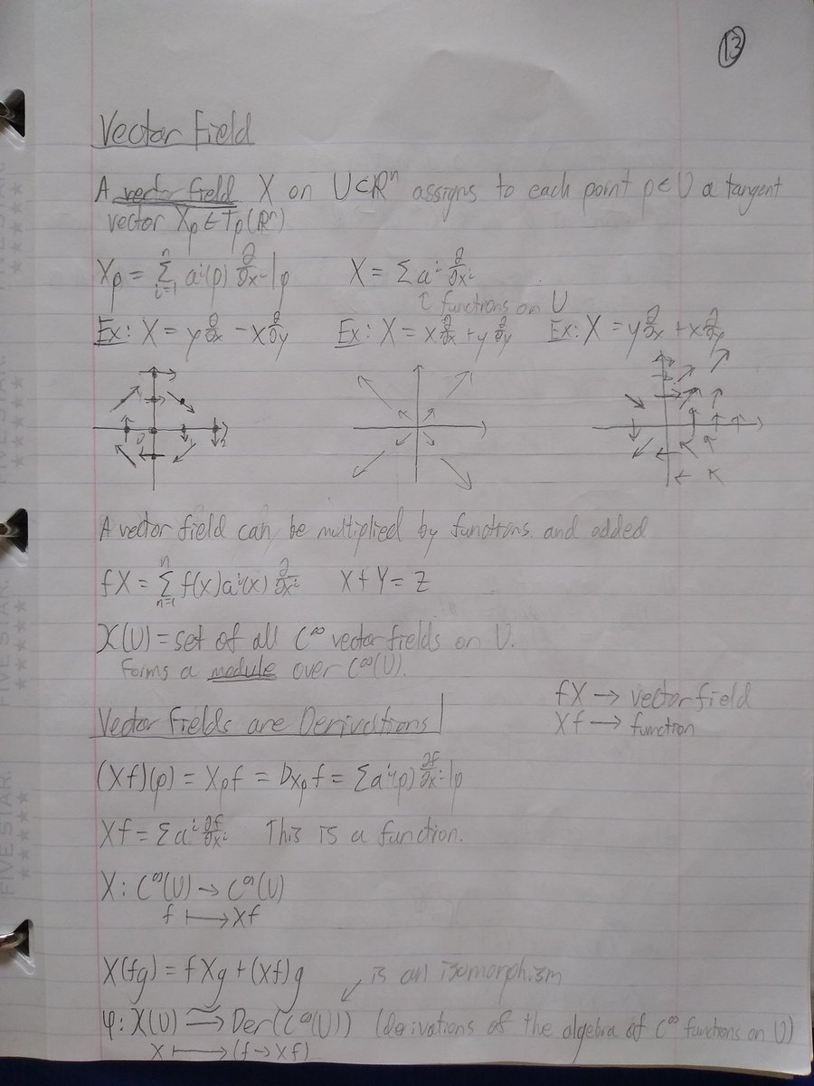 ThomasKilmer4's tweet photo. @JetStreamSham Get deep enough into topological geometry and a vector field assigns a tangent vector to each point in a subset of Rn, which is described as a derivation. Then the set of all vector fields on an Rn subset is isomorphic to the derivations of the algebra of functions on that subset https://t.co/tmgE3qTLpb