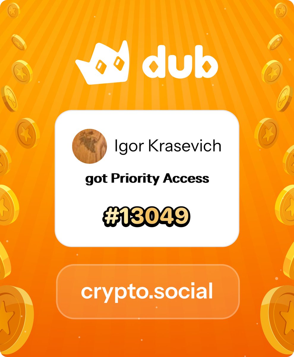 I just got Priority Access to Dub! Let’s make memecoins PvE again. Get in early™. dub.social