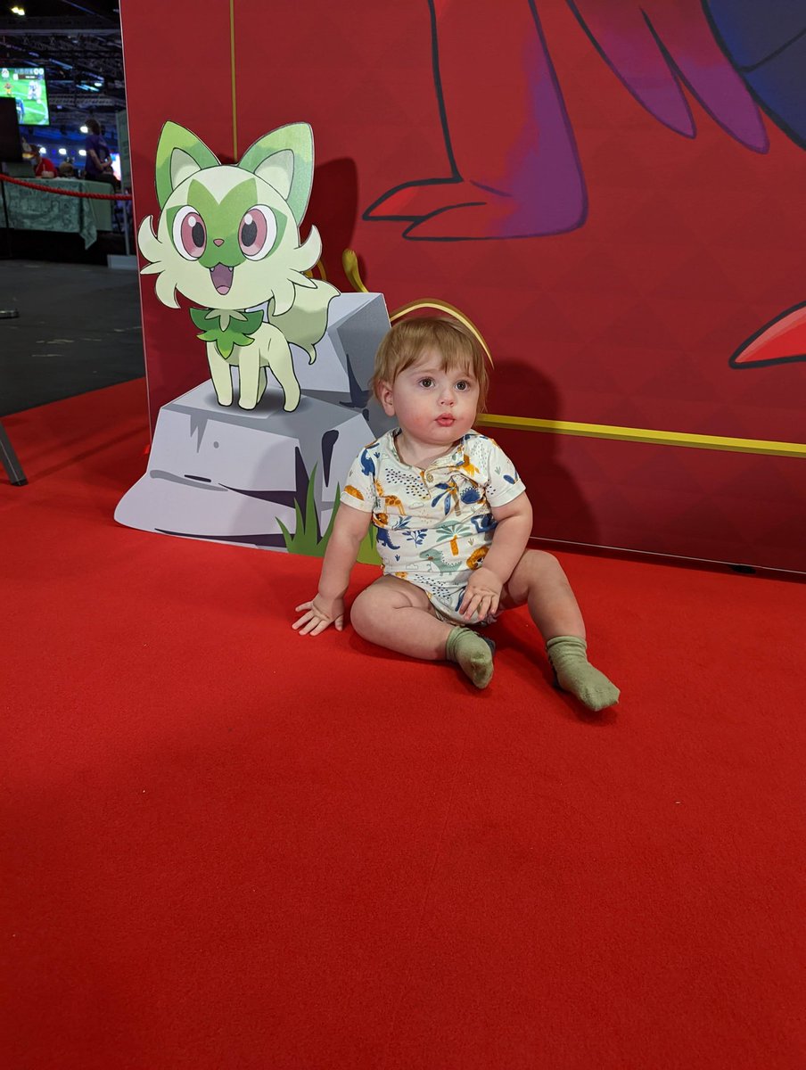 TobyBignell's tweet photo. @JoeMerrick Taking our little boy to his first ever pokemon event (worlds 2022) his favourite pokemon is sprigatito https://t.co/2q9xJfYclx