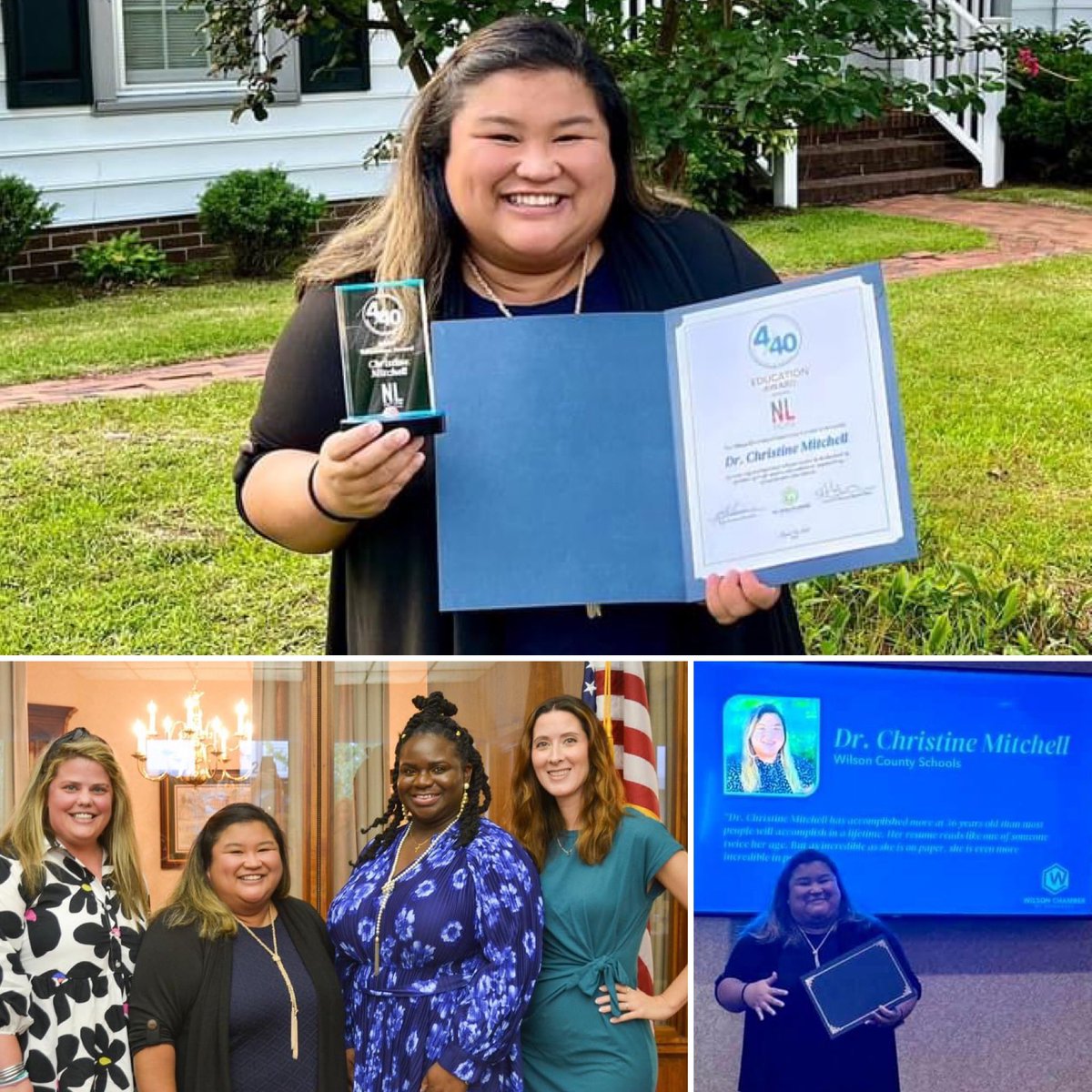 WilsonSchoolsNC's tweet image. Shout Out! to District STEM Coordinator Dr. Christine Mitchell for receiving the 4 Under 40 Education Award through the Wilson Chamber of Commerce on Aug. 15! #WCSistheBEST