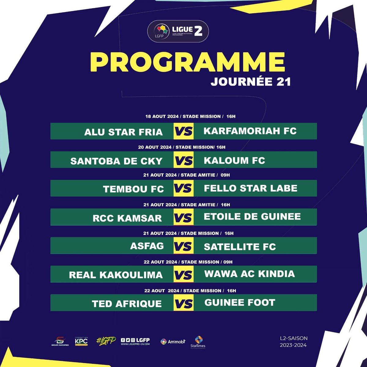 FelloLabe's tweet photo. Notre rendez-vous de la 21e journée 
#TEMBOUFCFELLOSTARLABE
#TeamFelloStarLabe🔵⚪️⤵️⤵️ https://t.co/Gfh3L0vze9