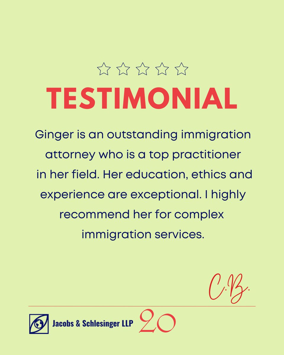 JSS_Legal's tweet photo. At Jacobs &amp; Schlesinger LLP, Ginger and our team are dedicated to providing exceptional service for even the most complex immigration cases. ⭐

Contact us today to see how we can assist you.

#jacobsandschlesinger #businessimmigration #usimmigration  #sandiegoimmigrationlawyer https://t.co/zDSHN1jgC7