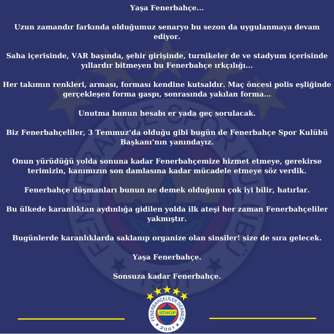 #YanındayızFenerbahçem