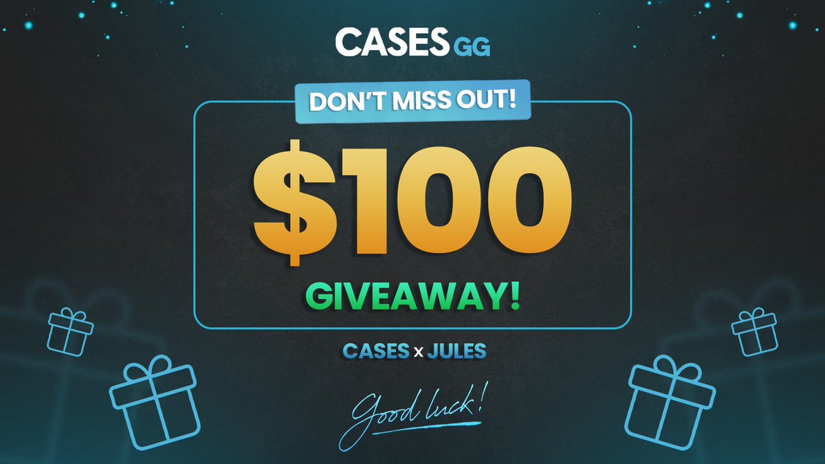 JulsyCS's tweet photo. 🎉$100 BALANCE GIVEAWAY🎉

How to enter:
1️⃣Follow @casesdotgg @julsycs
2⃣ Like and Retweet
3⃣ Tag two friends
4⃣ Use Code "JULES" (optional)

⏲️Rolling in 7 days
Good Luck everyone 🍀 https://t.co/5T7pybExf3