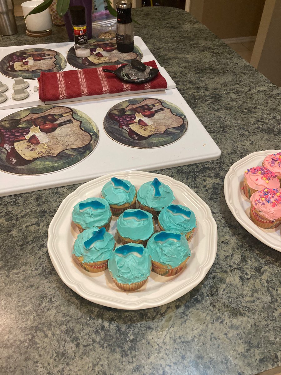 6eadgrl's tweet photo. cupcakes my sister made for my birthday last may (they were so good the shark ones were my favorites) #eatingtwt https://t.co/HwPhQ0GSw2