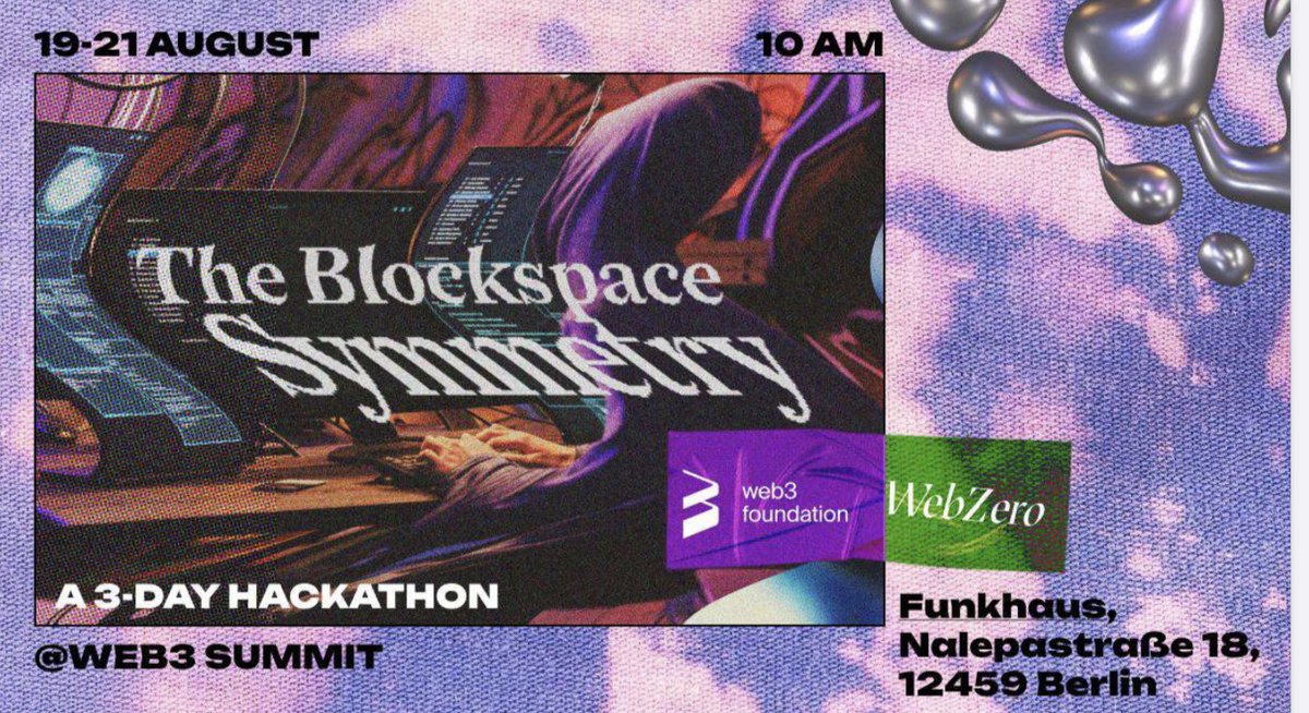 Join <a href="/joinwebzero/">WebZero 🔜 sub0, Buenos Aires 🇦🇷</a> &amp; <a href="/Web3foundation/">Web3 Foundation</a> for a ground-breaking, 3-day, chain agnostic hackathon in Berlin.
Mission: incubate ideas that push the boundaries of innovation to benefit the whole of web3.
Requirement: open-source and for the common good - simples 🚀
From