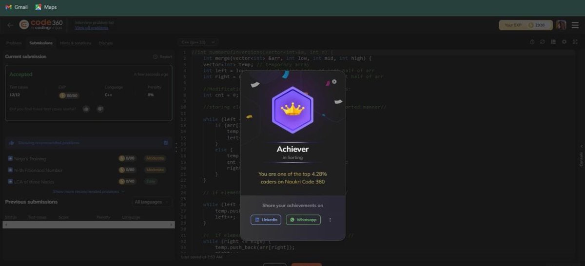 Nisha320289's tweet photo. 🚀day27 of #100daysofcodingchallenge!✨
✅count inversions!
#codingninjas
#leetcode
#programming
#arrays
#codingjourney https://t.co/oi2WBizgXT