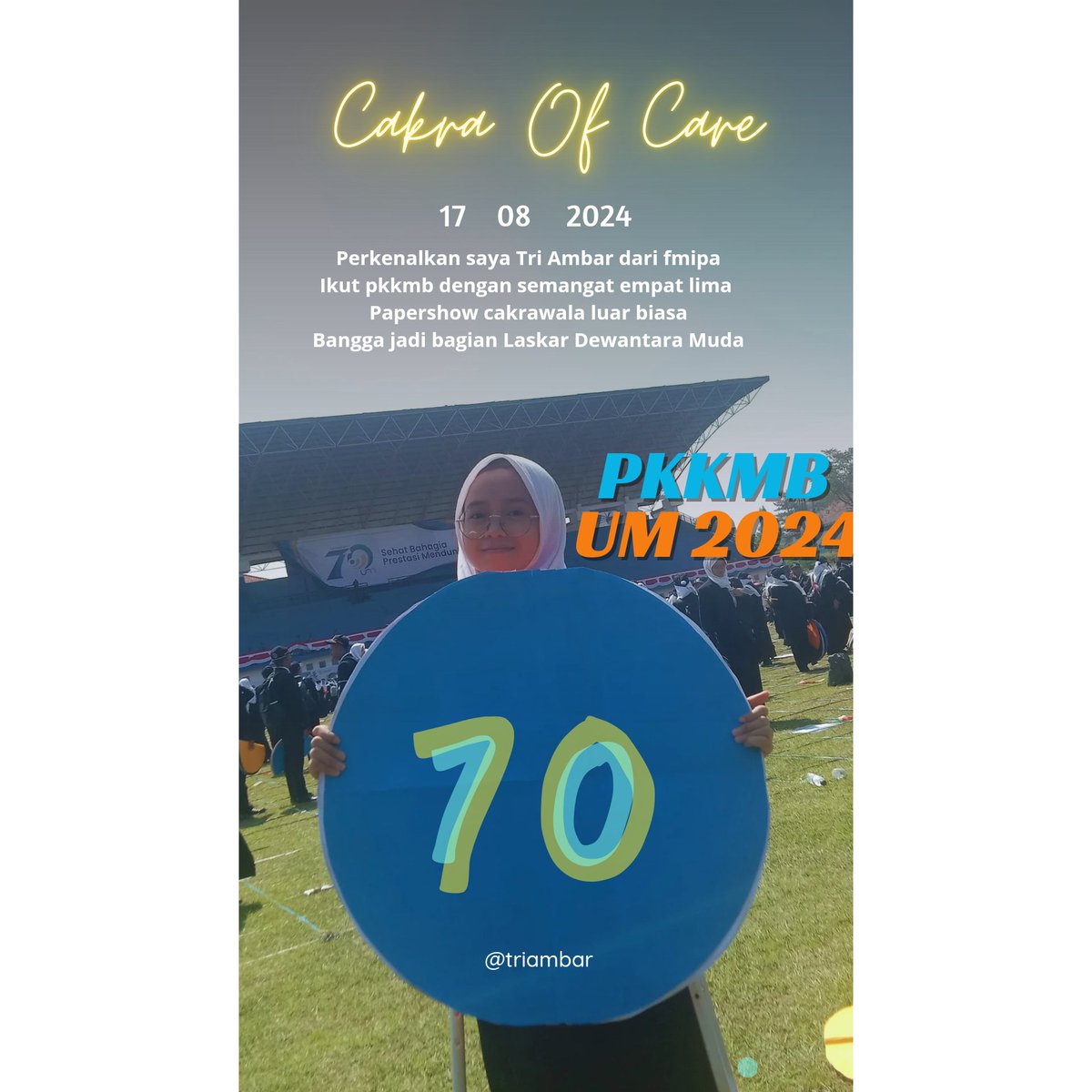 triambarrr's tweet photo. Cakra Of Care

#Day1PKKMBUM2024
#PKKMBUM2024
#MabaUM2024
#SinergiKreasi
#BEMUM2024
#UMtheOnlyOne
#LaskarDewantaraMuda
#universitasnegerimalang
#NareswaraDrestantaArutala
#sehatbahagia
#prestasimendunia
#ExcellenceInLearningInovation
#LustrumXIVUM
#DirgahayuRepublikIndonesia https://t.co/IlAUIDHK5Y
