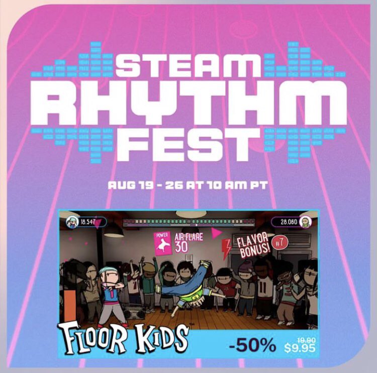 Congratulations to B-boy #PhilWizard for winning the inaugural Olympic Gold Medal in the men’s Breaking final! To celebrate, the hand drawn animated break battle game Floor Kids will be on sale during the Steam Rhythm Fest from Aug 19th to 26th! #BringYourSkills #FloorKids