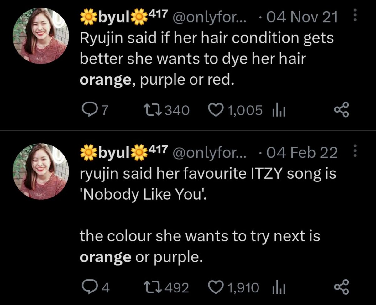 shnnryu's tweet photo. Also, let's not forget that she said she wanted to dye her hair orange since 2019.
#RYUJIN https://t.co/8HUSXWZ5vo