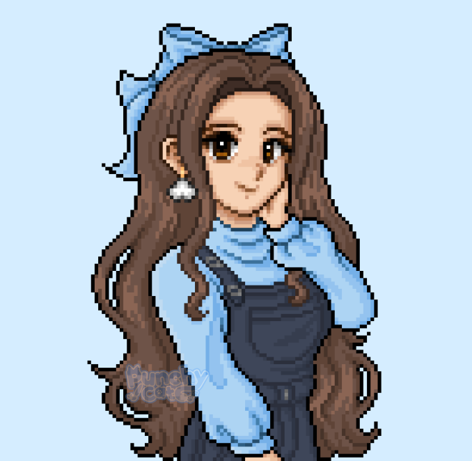Now accepting commissions for #FieldsofMistria styled portraits and PNGtubers!

Base option includes:
- Mistria styled portrait
- BONUS: portrait added to the in-game journal page, which you can edit to add item sprites!

Limited slots, act fast! ♡
~~~
ko-fi.com/punchycat