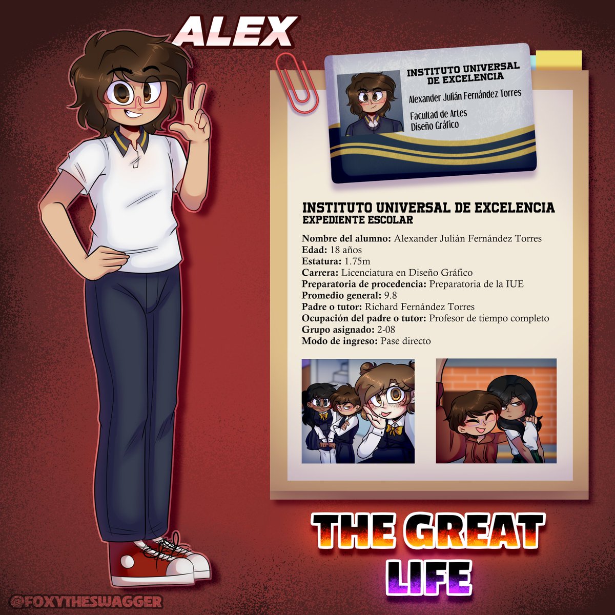 TGL_Oficial's tweet photo. 💜❤️🔥 FICHA OFICIAL 🔥❤️💜

¡Conoce a nuestro protagonista: Alex! ❤️🔥

❤️🔥 Interpretado por: @GomaGameplay 
❤️🔥 Arte por: @FoxyTheSwagger

#TheGreatLife #TGL https://t.co/rh02ipR6Xj