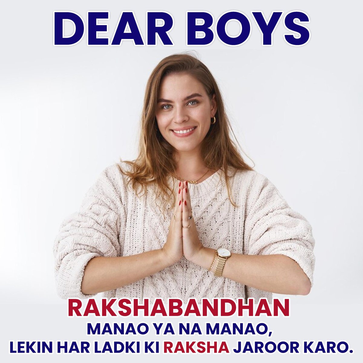 DigitalPostApp's tweet image. 🙏🏻 Dear Boys 🙏🏻
Raksha Bandhan Manao Ya Na Manao Lekin Har Ladki Ki *RAKSHA* Jaroor Krna🙏🏻🙏🏻

#safewomeneverywhere #womensupportingwomen #norapest #safewomen #helpeverywhere #narishaktideshkishakti #narishaktijindabaad🙏