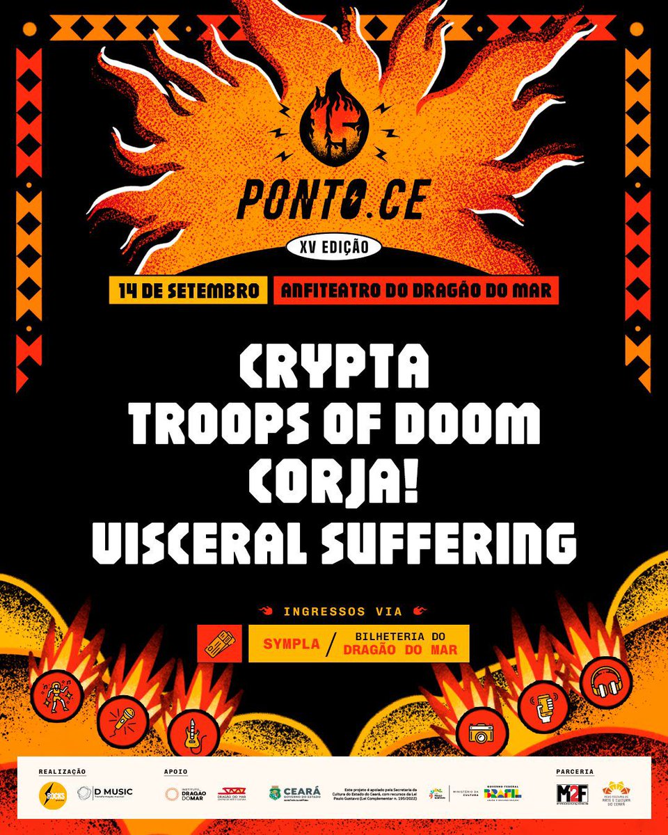PontoCE's tweet photo. Vendas iniciadas! 
Vem aí a programação musical do Ponto.CE XV Edição. No Anfiteatro do Dragão do Mar. 
Esperamos vocês! 🔥🔥🔥
Ingressos aqui: https://t.co/gE8mNlyul6 https://t.co/dFSG9iAnXU
