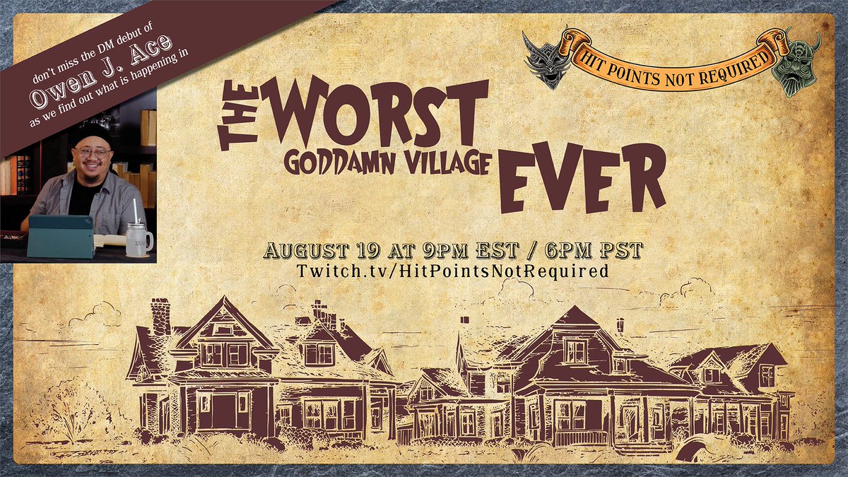 Come see my first time streaming in the DM's chair!
I'll be DMing an original D&amp;D 5e adventure, tomorrow (8/19) at 9pm EST, 6pm PST at twitch.tv/hitpointsnotre…

We'll also be raising funds for the Palestine Children's Relief Fund, so come help us support the cause!