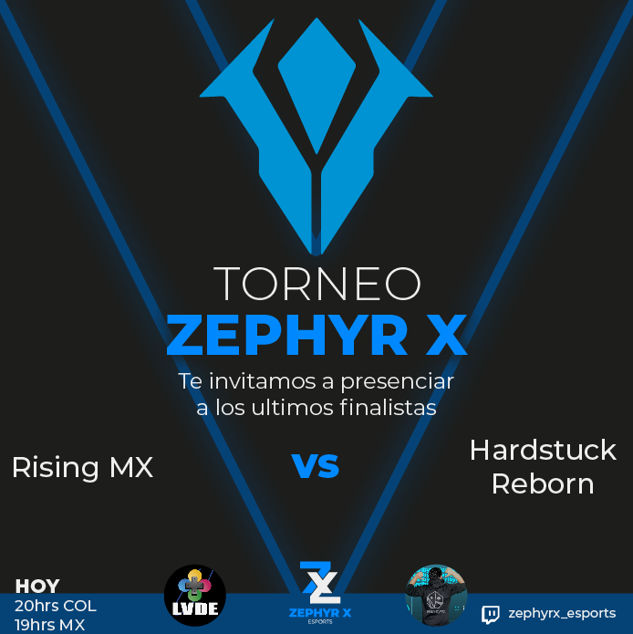 Buenas, es un placer invitarlos a nuestro cierre de la primera edición de torneos organizado por ZRX Esports, en colaboración con Neribyte y la Liga Valle, no se pierdan de la transmisión por los siguientes canales en ttv zephyrx_esports, neribyte. A partir de las 5:30 Pm Col