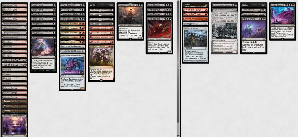 lunaloveee8's tweet photo. Made finals of the Pioneer Showcase Challenge featuring Cruelclaw's Heist! 
Deck was built for a meta expecting Vampire/Control/Niv.  

Got pretty fortunate along the way. My dreamy bf @mcwright_ conceded to me round 4 and round 8 I got paired up and got another concession. :P https://t.co/mivHDXkdIq