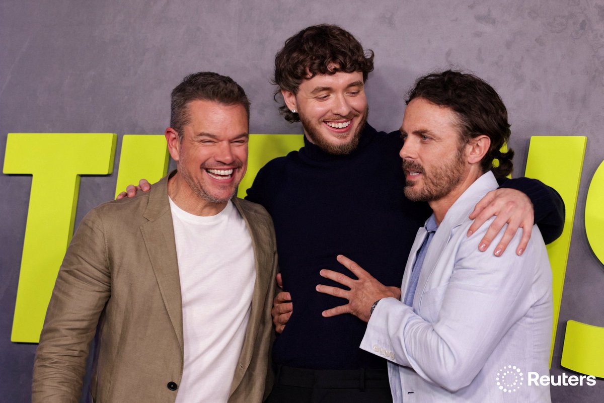 Matt Damon, Jack Harlow, and Casey Affleck’s embrace at the premiere of Matt Damon and Casey Affleck’s new film ‘The Instigators’ at Jazz at Lincoln Center in New York City, U.S., July 31, 2024.

Shot for <a href="/Reuters/">Reuters</a>