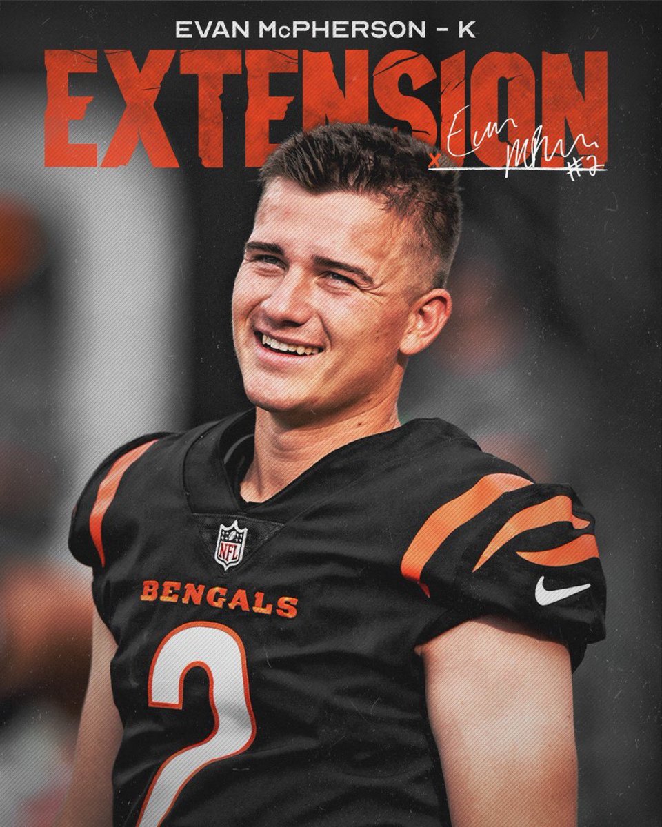 Bengals announced they signed K Evan McPherson to a three-year contract extension through the 2027 season.