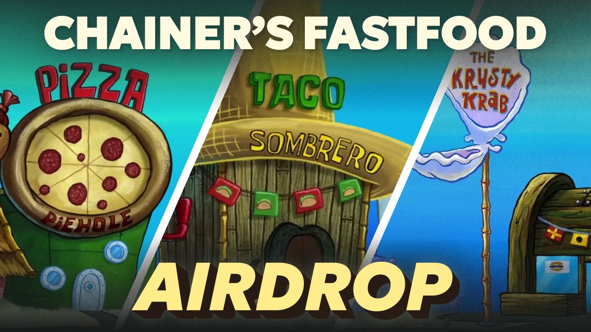 🍟 Chainers #FastFood AIRDROP 🍟

CHOOSE YOUR TASTE-BUDS FIGHTER! 👊

The most DELICIOUS BATTLES: Tacos 🌮 vs Pizza 🍕 vs Krusty Crab 🧽
Wanna win ✨LEGENDARY✨ item?
Goodies: Legendary McChainers Hat 🧢 + Epic McChainers Top 👕 + 500 $FRI 🍟 EACH

Then you should do the next, my