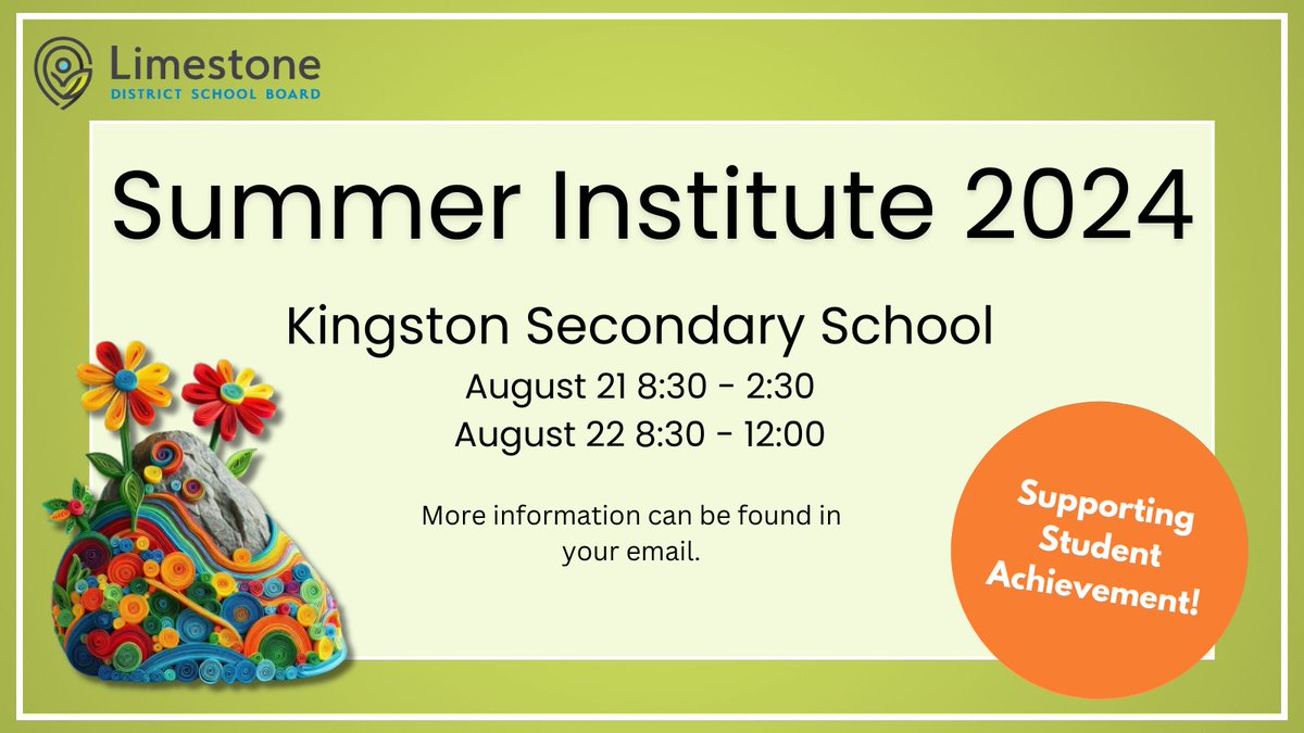 Jessi Lalonde_LDSB (@jessilalonde) on Twitter photo Only 3 more days until the 2024 <a href="/LimestoneDSB/">Limestone District School Board</a> Summer Institute! There are so many great presentations in French and English for elementary and secondary teachers! Check your email for more details. Hope to see you there. Only 3 more days until the 2024 <a href="/LimestoneDSB/">Limestone District School Board</a> Summer Institute! There are so many great presentations in French and English for elementary and secondary teachers! Check your email for more details. Hope to see you there.