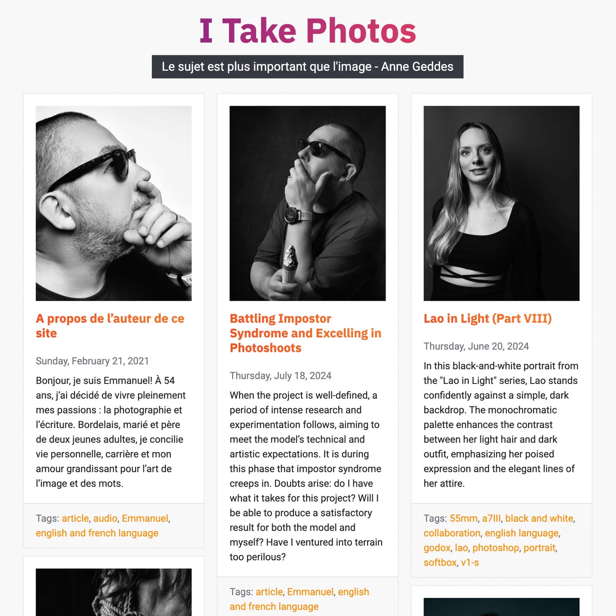 Screenshot of the https://itakephotos.fr/ website