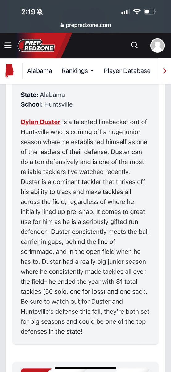 Dylan Duster (@dusterdylan) on Twitter photo Thank you <a href="/PrepRedzoneAL/">Prep Redzone Alabama</a> for the awesome write-up‼️ Season starts Friday. Let’s go‼️
<a href="/HHSPantherFB/">HHS Panther Football</a> <a href="/AL7AFootball/">Alabama7AFootball</a> <a href="/RepToTheMax/">Coach Mario Duster</a> <a href="/NavendraWoods/">Navendra Woods</a> Thank you <a href="/PrepRedzoneAL/">Prep Redzone Alabama</a> for the awesome write-up‼️ Season starts Friday. Let’s go‼️
<a href="/HHSPantherFB/">HHS Panther Football</a> <a href="/AL7AFootball/">Alabama7AFootball</a> <a href="/RepToTheMax/">Coach Mario Duster</a> <a href="/NavendraWoods/">Navendra Woods</a>